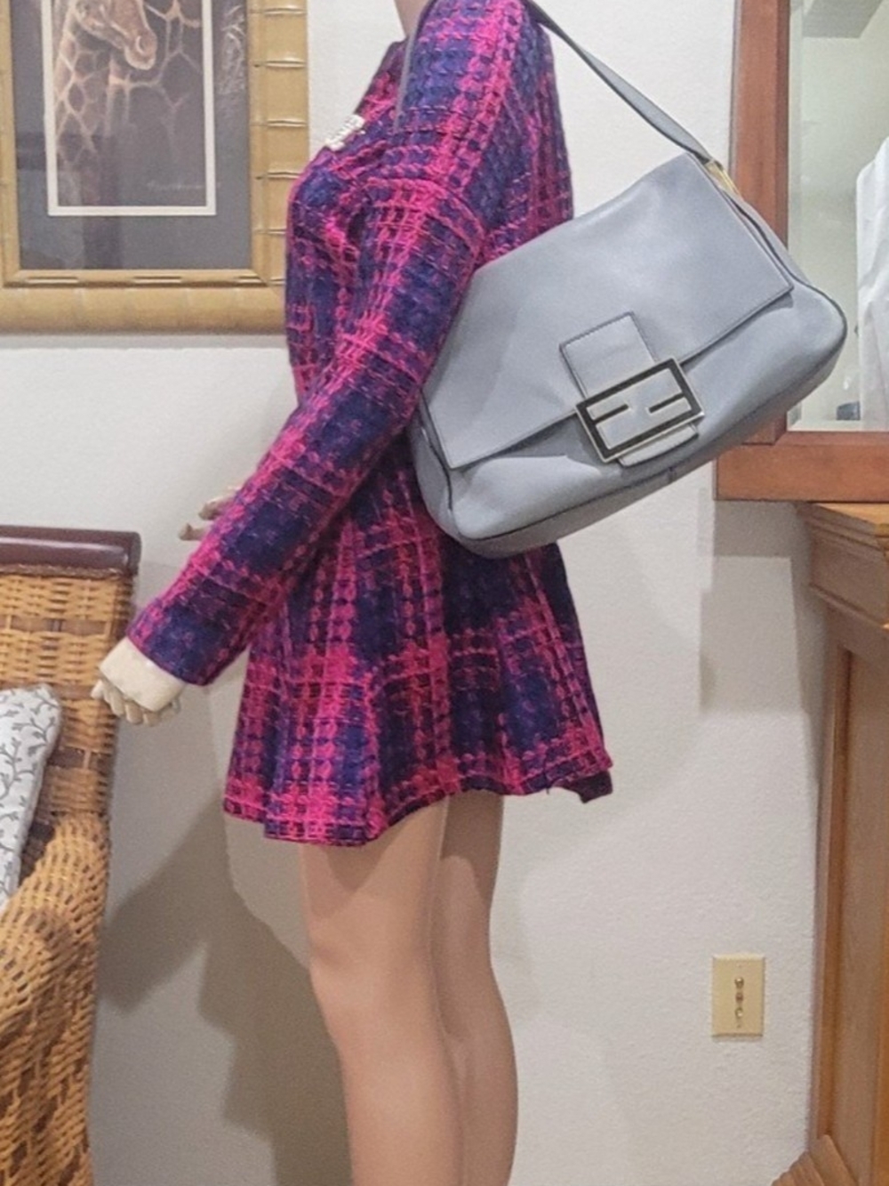 Fendi Mama Forever Large Baguette Light Gray Shoulder Bag - Picture 14 of 15
